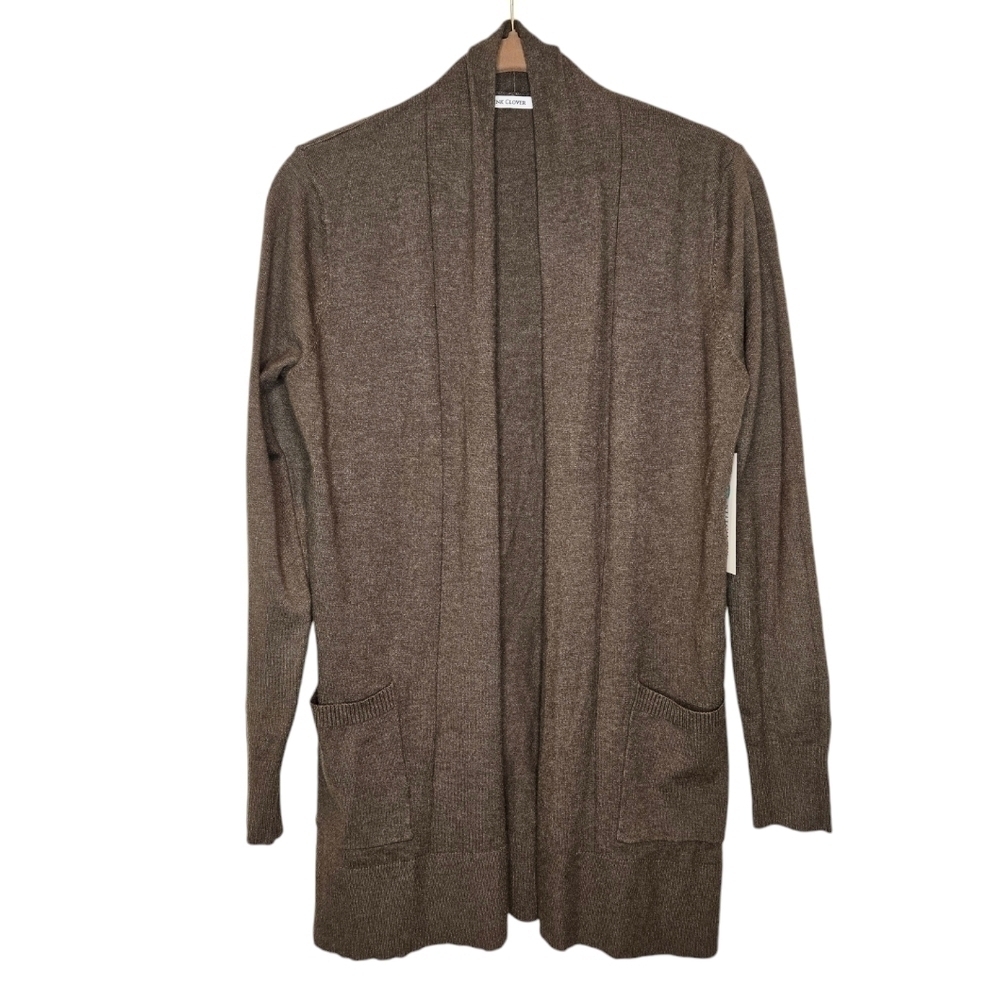 Pink Clover Open Front Pocket Cardigan Dark Olive Green Size Small